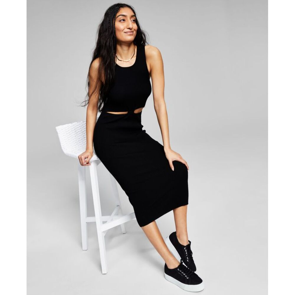 And Now This Now This Womens Cutout Rib Knit Midi Dress
